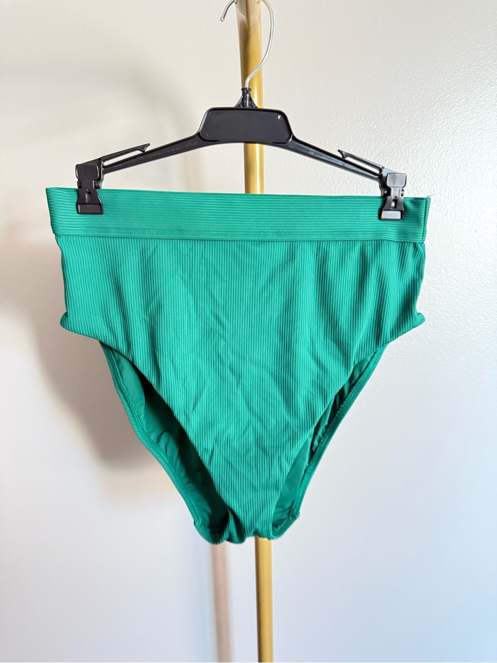 NWT MIMI Flamingo Ribbed High-Waist Bikini Bottom – Emerald Green, Size 10